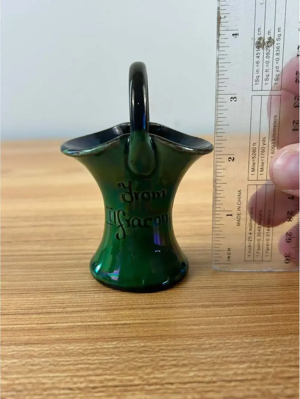 CH Brannam Barnstaple Iridescent Green Art Pottery Basket
